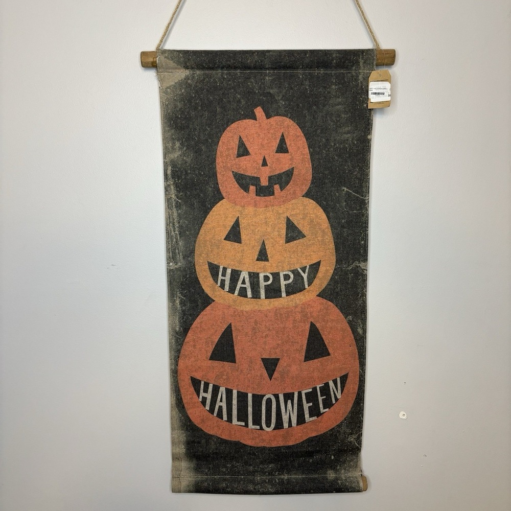 Halloween Tapestry Scroll Wall Hanging Trick‎ or Treat Pumpkin Jack O Lantern